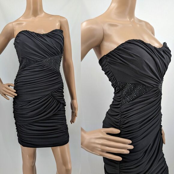 NWT Vintage y2k Deadstock Mini Dress Strapless Formal Beaded Size Medium - Picture 2 of 15